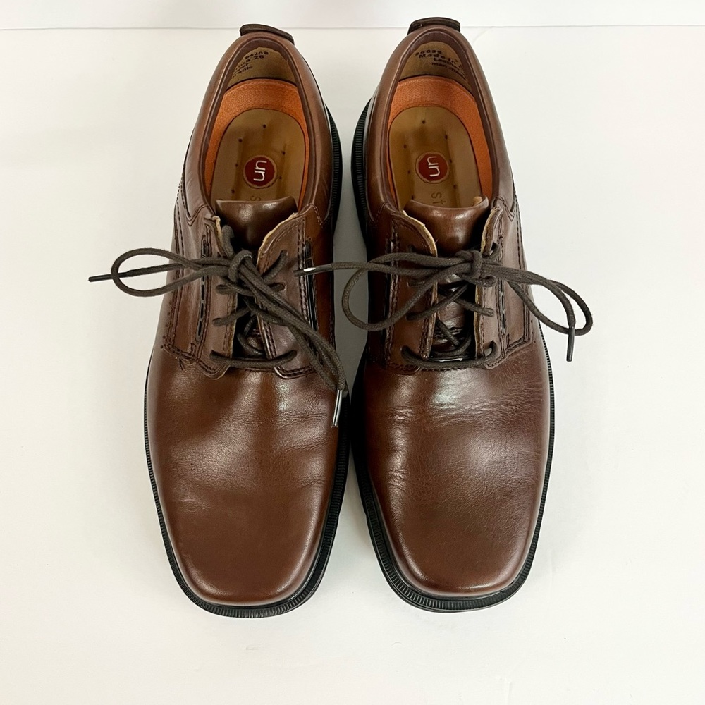 Clarks UN Structured Brown Leather Lace Up Shoes Mens Size 7